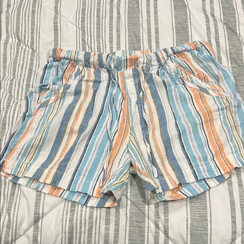 Striped Beachy Women's Shorts in Blue and Orange